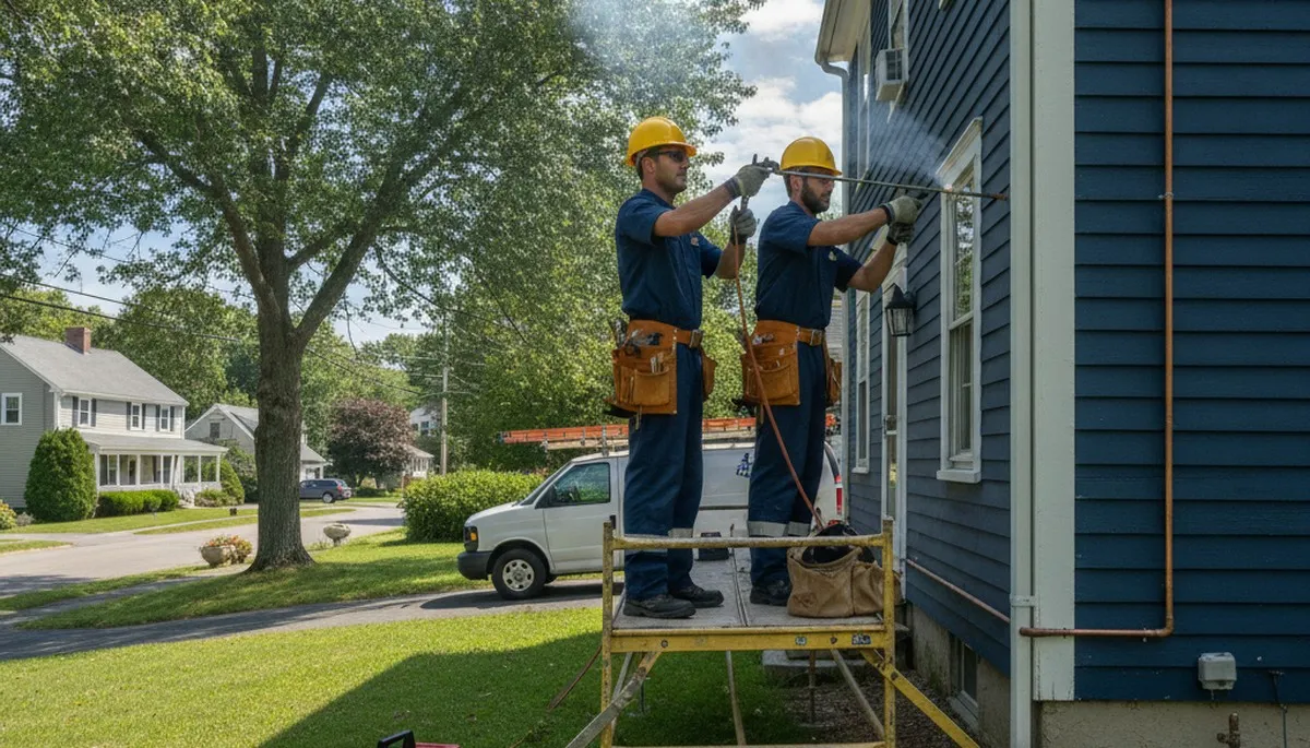 Andover, MA plumber repairing a residential pipe for plumbing service in a home