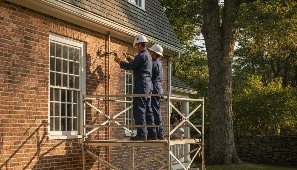 Plumber repairing a pipe in Andover, MA for local plumbing repair service
