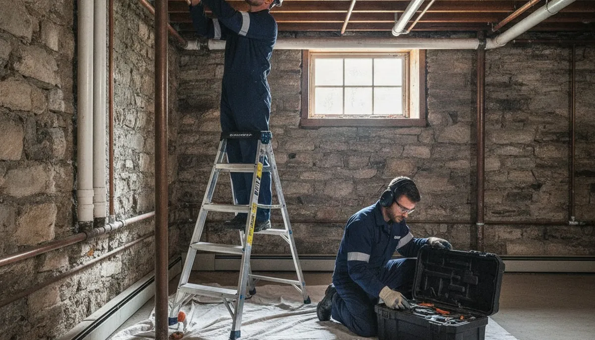 Plumber repairing a pipe in Andover, MA for plumbing repair services