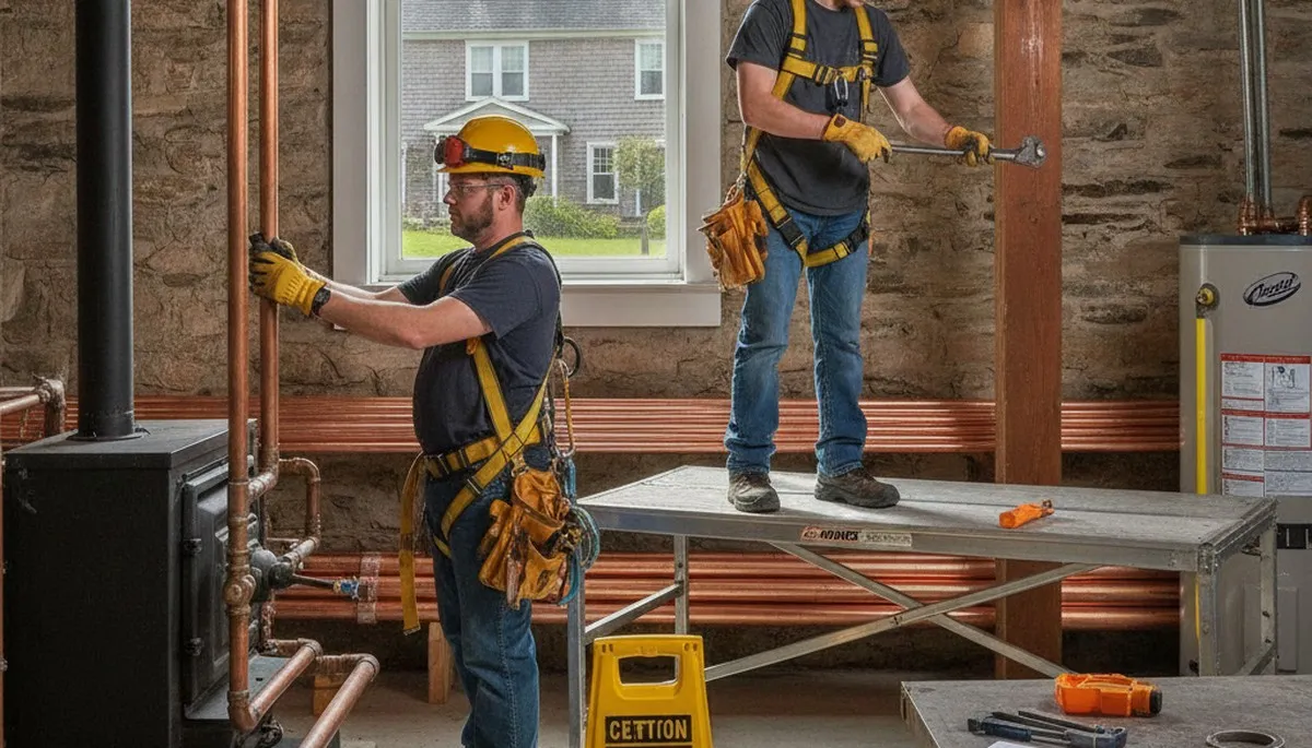Plumber repairing a pipe in Andover, MA for local plumbing repair service