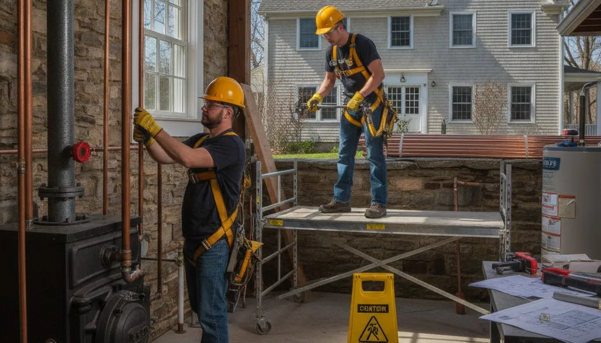 Plumber repairing a pipe in Andover, MA for residential plumbing service