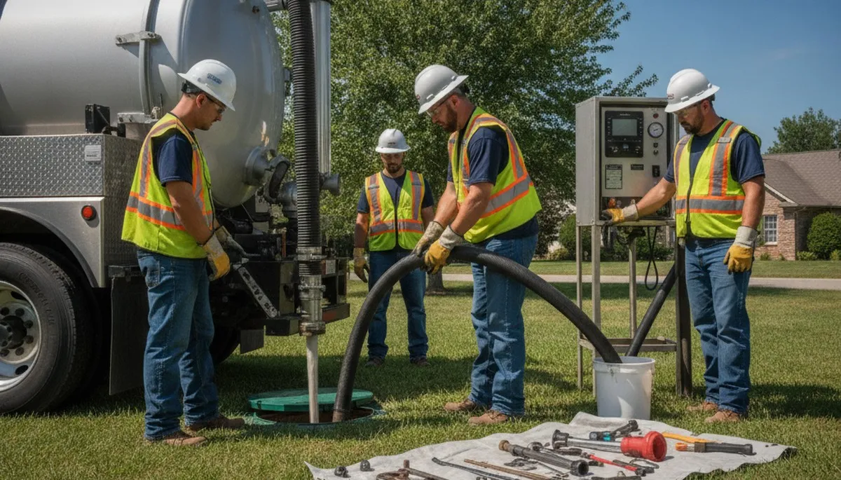 Septic pumping service truck for Andover, MA homes, On Call Plumbers service page